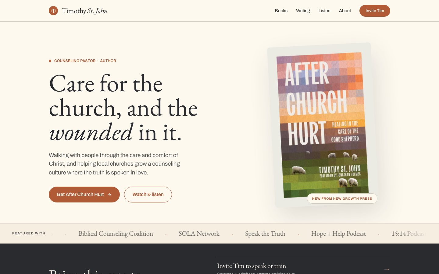 timothystjohn.com on a laptop: Timothy St. John, counseling pastor and author